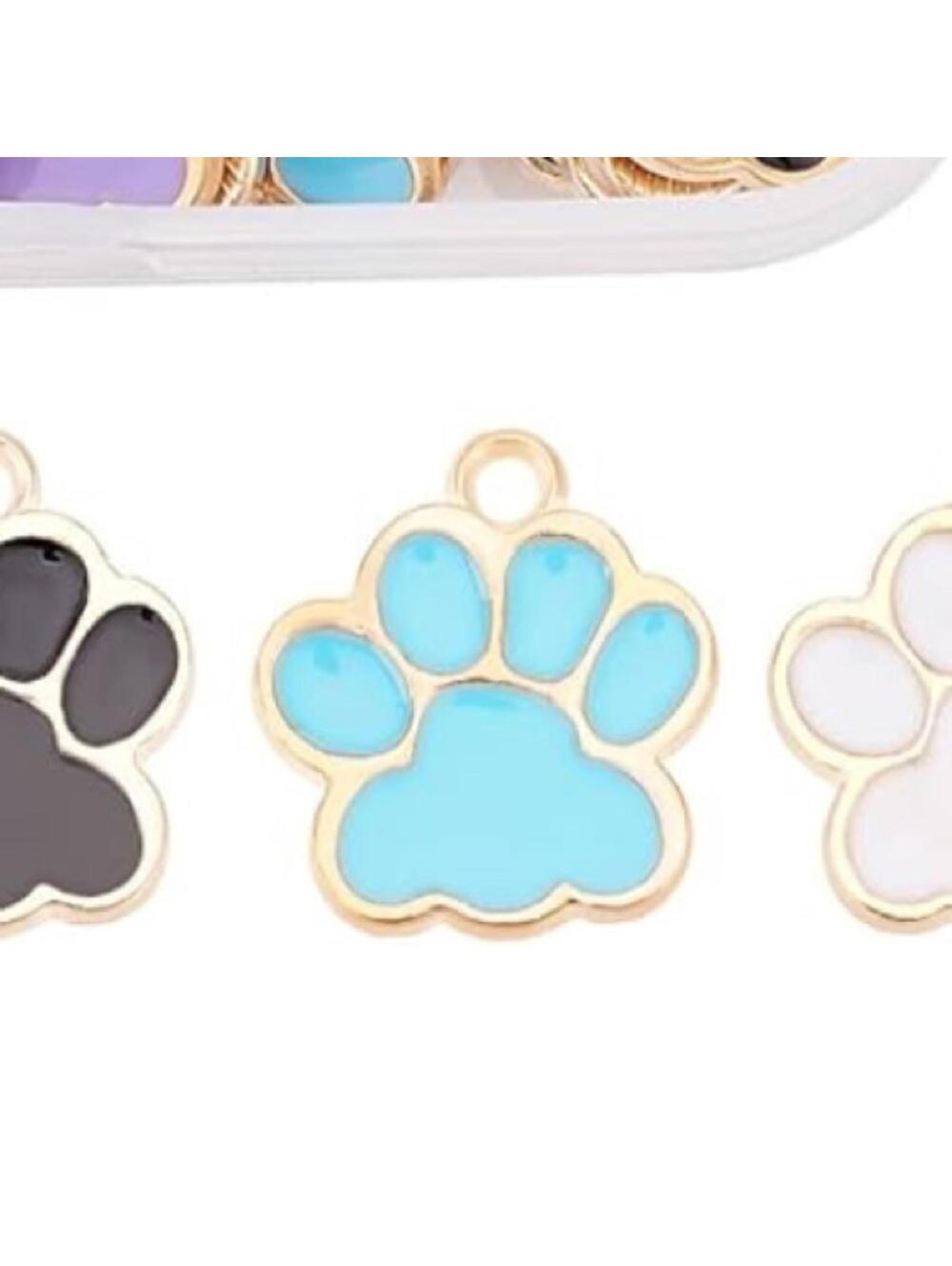 Paw Print Charms DIY Pendant Jewelry Making Multicolored Pink Gold Blue Gift New - Picture 2 of 3